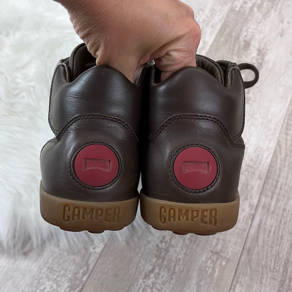 CAMPER High Top Lace Up Brown Leather Sneakers 40 - Picture 5 of 9